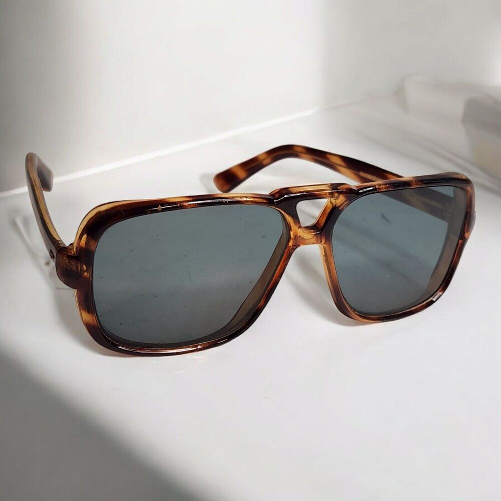 Vintage Style Eyes Gray Glass Lens Brown Tortoise Sunglasses Frames Japan Square